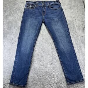 True Religion Men's Geno Relaxed Slim Jeans 38x33 Dark Medium‎ Wash Flap Pocket